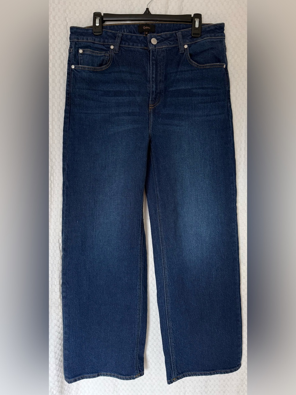Quince Bella Stretch Relaxed Straight Jeans Stormy Blue 32 High Rise - Picture 2 of 8
